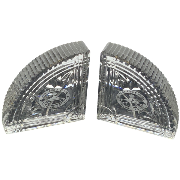 1994 AT&T Pebble Beach National Pro-Am Contestant Gifted Waterford Crystal Quadrant Pattern Bookends