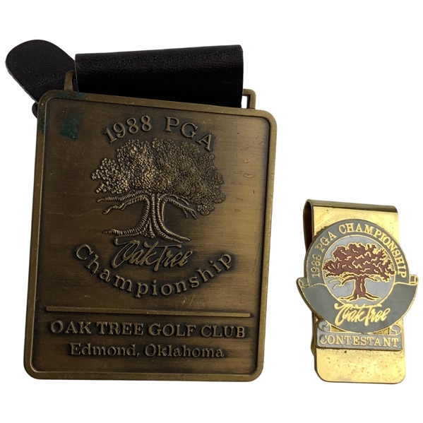 Mike Donalds 1988 PGA Championship Contestant Badge & Bag Tag