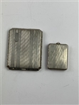 Vtg. Pair of Matching MS Rodenberg Co Art Deco SilverTone Golf Themed Cigarette & Match Safes