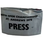 1978 Open Championship at St Andrews Official Press Armband - Jack Nicklaus Win