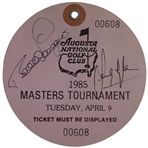 Champion Bernhard Langer & Sandy Lyle Signed 1985 Masters Tournament Practice Round Ticket JSA ALOA