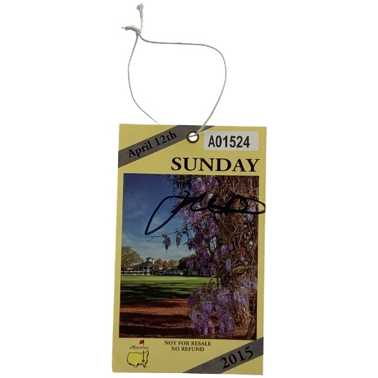Jordan Spieth Signed 2015 Masters Tournament Sunday Patron Badge JSA ALOA