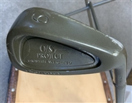 Novelty Golf Theme Wrought Iron and CrocodileEmbossed Leather Armchair