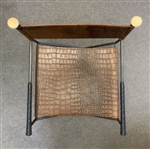 Novelty Golf Theme Wrought Iron and CrocodileEmbossed Leather Armchair