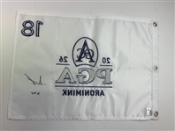 Aaron Rai Signed 2026 PGA Championship at Aronimink Embroidered Flag w '1st Major' JSA ALOA