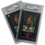 A Pair of 1997-99 Grand Slam Ventures Tiger Woods Rookie Trading Cards The Masters Collection PRO 95 Mint Plus