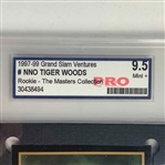 A Pair of 1997-99 Grand Slam Ventures Tiger Woods Rookie Trading Cards The Masters Collection PRO 95 Mint Plus