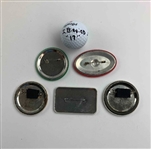 Pete Dye Signed TPC Sawgrass Golf Ball W An Assortment of Vintage PGA Tournament Players Championship Pinback Badges JSA ALOA