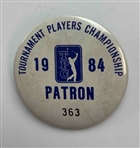 Pete Dye Signed TPC Sawgrass Golf Ball W An Assortment of Vintage PGA Tournament Players Championship Pinback Badges JSA ALOA