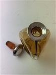 Stunning 1920's Amber Glass Pinched Side Rye Decanter with Silver Overlay Golfing Motif