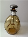 Stunning 1920's Amber Glass Pinched Side Rye Decanter with Silver Overlay Golfing Motif