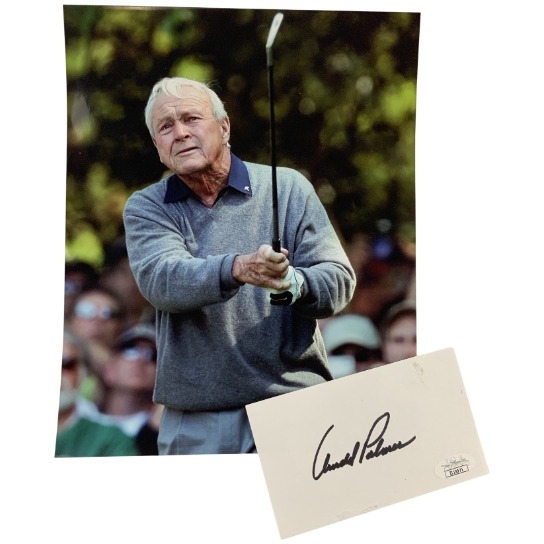 Arnold Palmer Signed Cut w/ Photo JSA#II13971