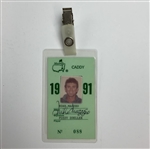 Lot of Four Official Masters Tournament Caddy Badges (1987,91,93,94) -Issued to Mike Mazzeo for Fuzzy Zoeller