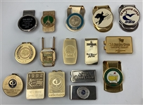 Large Collection of 100 Golf Badges, Money Clips & Divot Tools - Masters, US Open, Tiger Wins & More