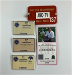 A Collection of Nine PGA and Senior PGA Championship Caddie Badges and Tournament Credentials