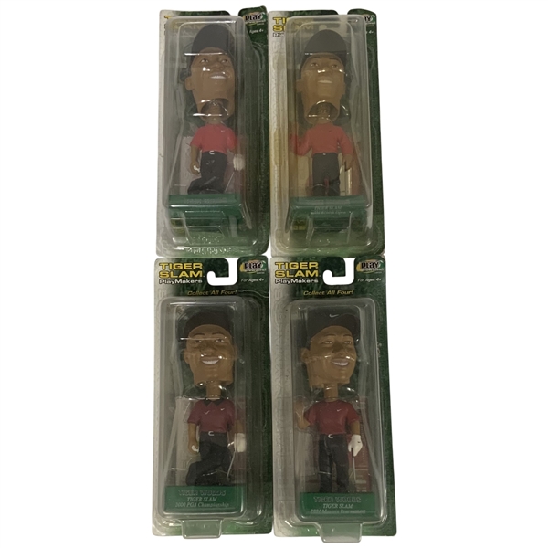 Set of 4 Tiger Woods Upper Deck PlayMakers Tiger Slam Bobblehead Figures