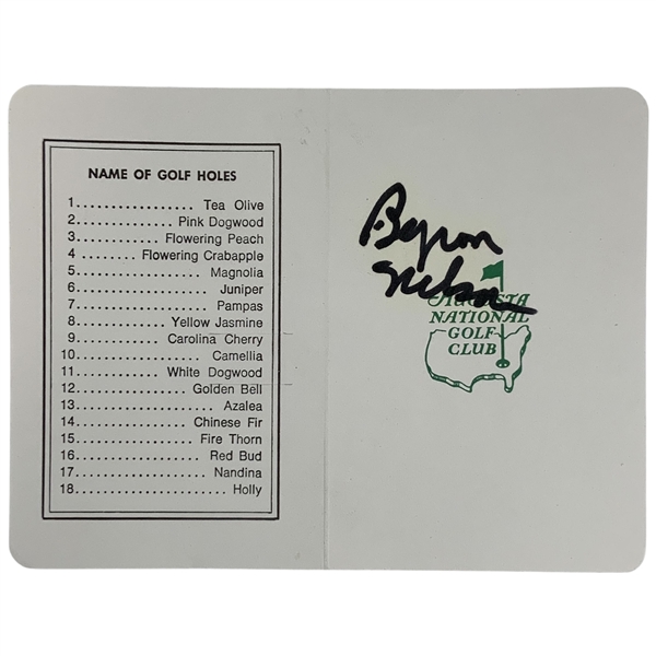 Byron Nelson Signed Augusta National Golf Club Masters Scorecard JSA ALOA