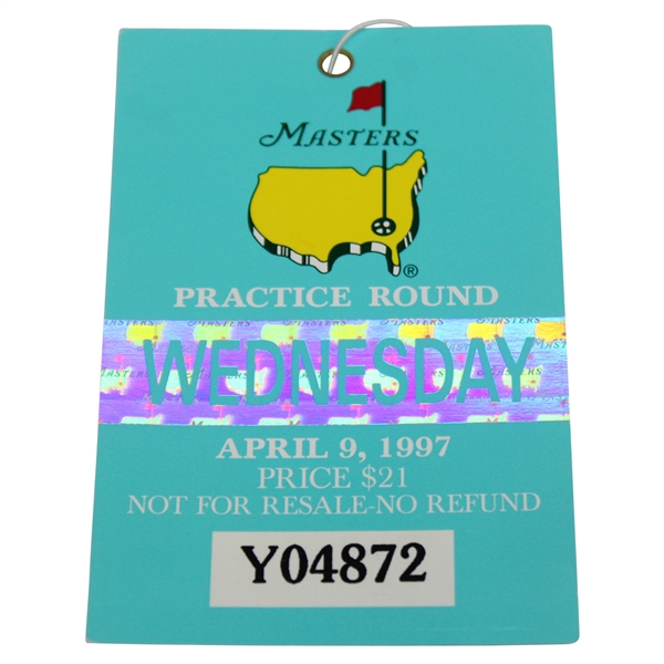 1997 Masters Tournament Wednesday Practice Round Ticket #Y04872