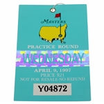 1997 Masters Tournament Wednesday Practice Round Ticket #Y04872