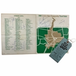 Big 3 Jack, Arnie, Player & Others Signed 1968 US Open at Oak Hill Pairing Sheet w/ Ticket JSA ALOA