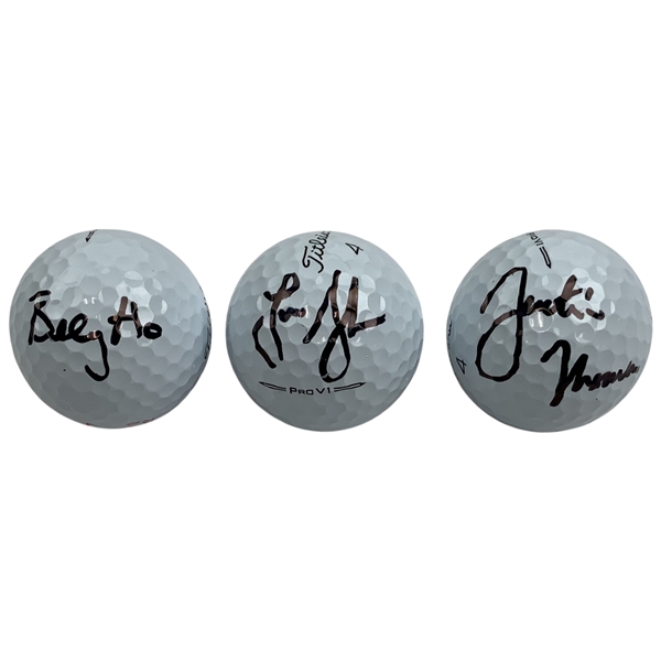 Lucas Glover, Justin Thomas & Billy Horschel Signed TGL Atlanta Drive GC Logo Golf Balls JSA ALOA
