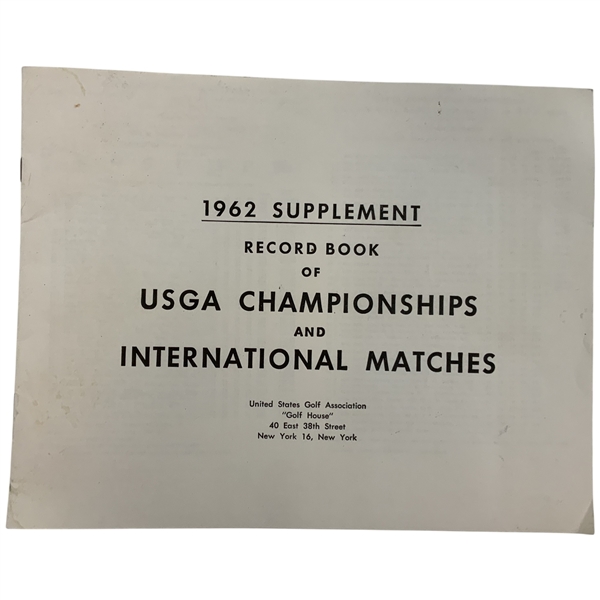 1962 United States Golf Association Supplement Record Book Championships w/ Jack Nicklaus 1st Win