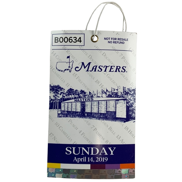 2019 Masters Tournament Sunday Final Round Ticket #B00634 - Tiger Woods Win