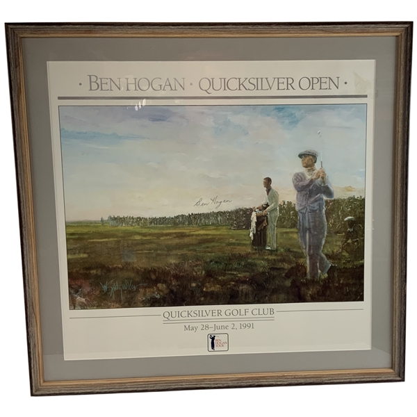 1991 Ben Hogan signed 1991 Quicksilver Open Commemorative Golf Poster after Walt Spitzmiller - Framed JSA ALOA