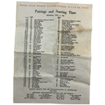 1965 Masters Tournament Thursday Pairing Sheet and Augusta National Spectator Map
