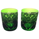 A Pair of Masters Tournament Green Crystal Double Old Fashioned Glasses