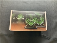 A Pair of Masters Tournament Green Crystal Double Old Fashioned Glasses