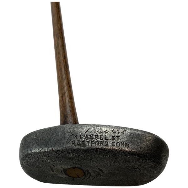 Antique Jerry Travers Signature Center-Shafted Mallet Putter