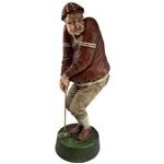 Vintage Style Painted Resin/Plaster Humorous Golfer Doorstop
