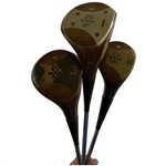 A Trio of RAM Tom Watson Custom Handcrafted by Mario Persimmon Wood Golf Clubs