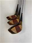 A Trio of RAM Tom Watson Custom Handcrafted by Mario Persimmon Wood Golf Clubs