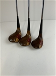 A Trio of RAM Tom Watson Custom Handcrafted by Mario Persimmon Wood Golf Clubs