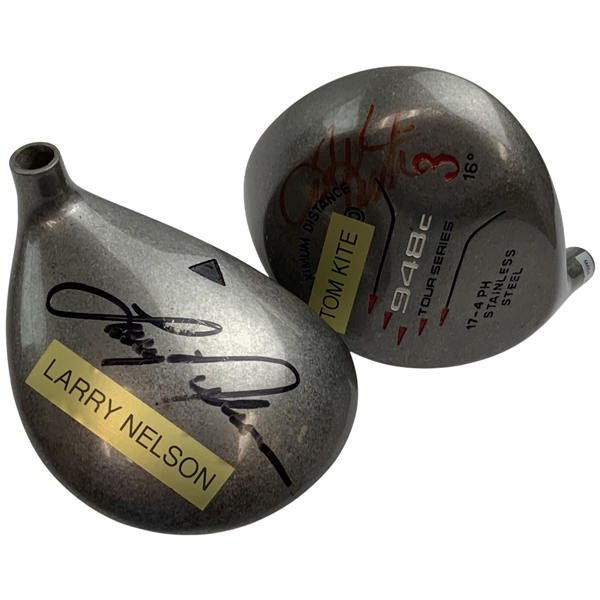 Larry Nelson & Tom Kite Signed Fairway Wood Golf Club Heads JSA ALOA