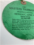A Collection of 1987 Masters Tournament Memorabilia Including Spectator Badges, Practice Round Ticket, and Commemorative VHS