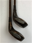 A Set of Three 'Stevens' Hickory Shafted Golf Clubs w/ Two Woods