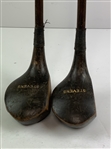 A Set of Three 'Stevens' Hickory Shafted Golf Clubs w/ Two Woods