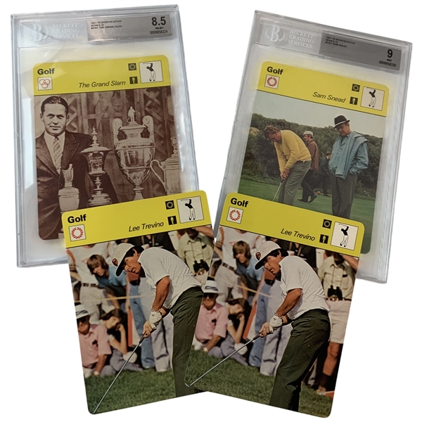 A Collection of Four 1977-1979 Sportscaster Golf Trading Cards Including BGS Graded Bobby Jones and Sam Snead
