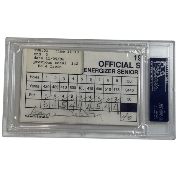 1996 Energizer Senior Tour Championship Signed Golf Scorecard Hale Irwin and Jim Dent PSA/DNA Authentic