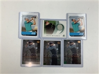 A Collection of Six Justin Rose Professional Golf Trading Cards Including 2002 Upper Deck Game Used Jersey Relic