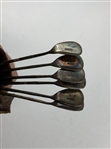 A Set of Five Alvin Silver Miniature Golf Club Cocktail Picks in Leather Bag