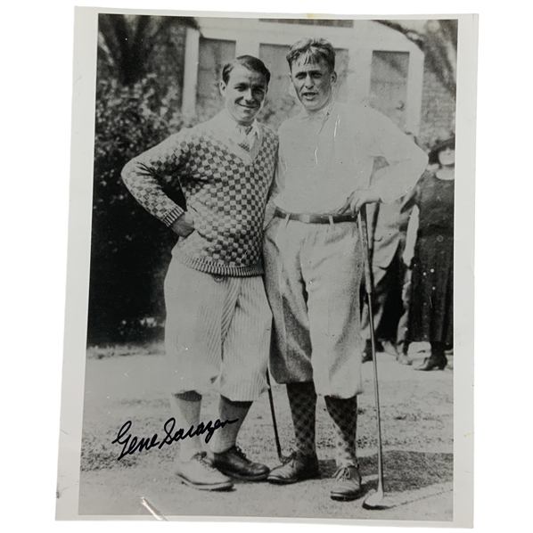 Gene Sarazen Signed Black and White Photo Posed with Bobby Jones JSA ALOA