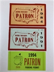 A Collection of (5) Vintage Masters Tournament Patron Parking Permits 1984-2006