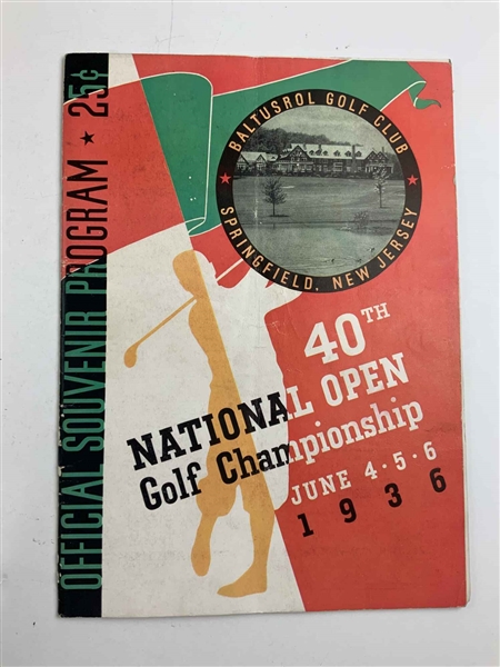 Craig Wood, Horton Smith, Gene Sarazen & Others Signed 1936 US Open at Baltusrol Program JSA ALOA