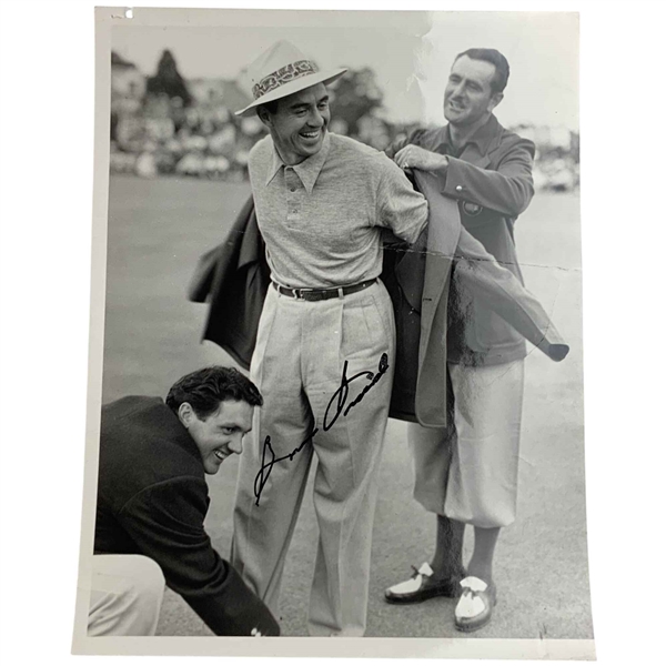 Sam Snead Signed 1949 Masters Slipping on Green Jacket for First Time Orignal Photo JSA ALOA
