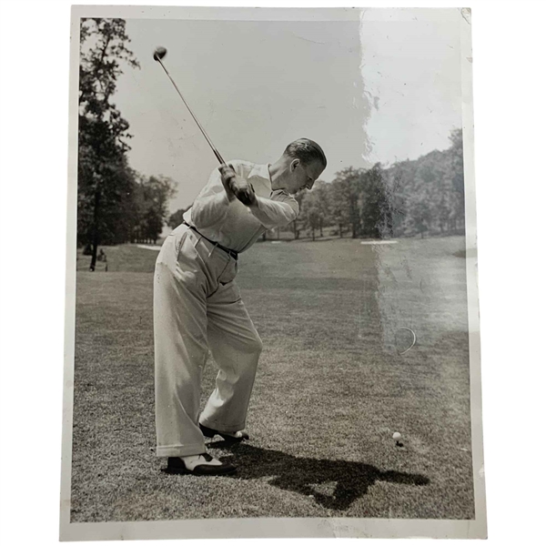 1936 Craig Wood US Open at Baltusrol Blonde Bomber Mid-Swing Original Press Photo