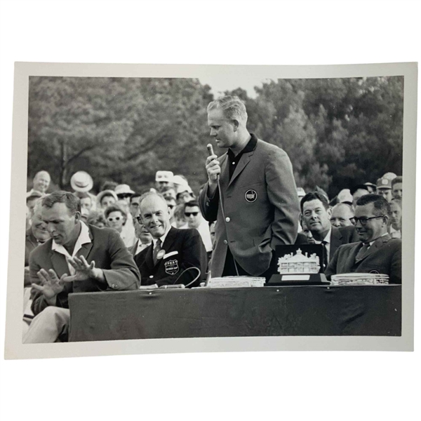 1964 Masters Tournament Trophy Ceremony Original Photo of Jack Nicklaus & Arnold Palmer